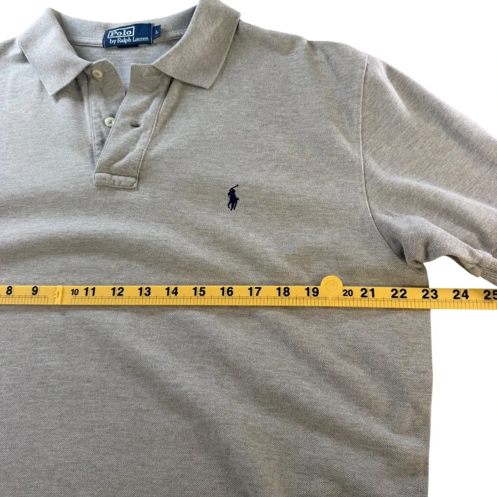 Polo Ralph Lauren Mens Large Gray Short Sleeve Pique Polo Shirt Pony Logo